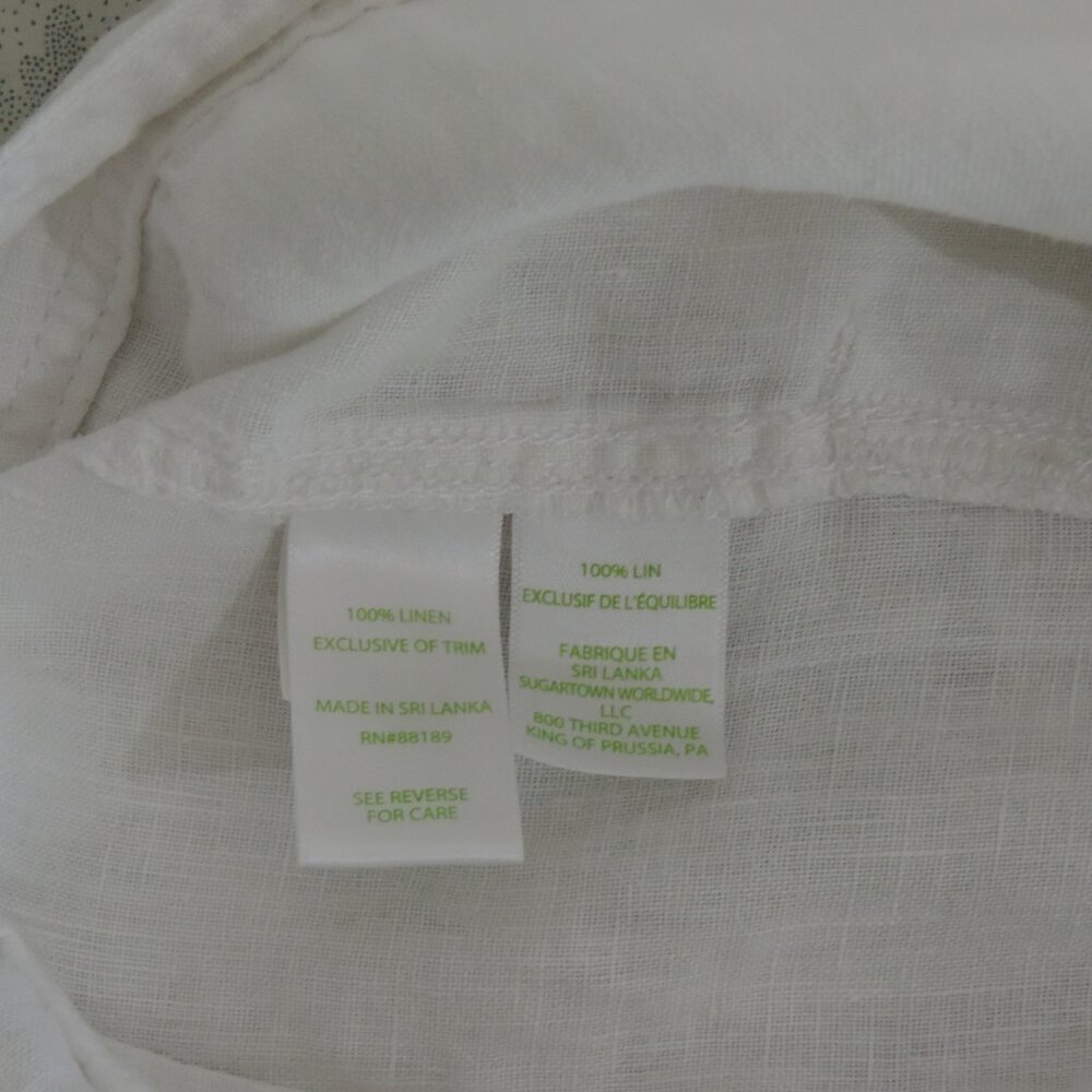 Lilly Pulitzer Beach Pants Sz 12 White Linen Wide Leg Pull On Drawstring Pockets - Picture 13 of 14